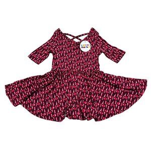 Dot Dot Smile Girl’s Size 3T/4T Red Geometric Print Ballerina Twirl Dress NWT‎